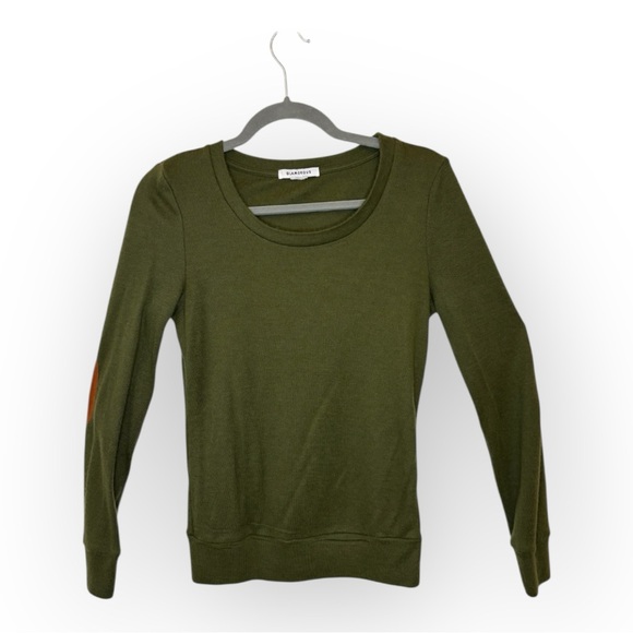 Glamorous Sweaters - Glamorous Olive Green Knit Sweater Brown Elbow Patches Preppy Academia Small